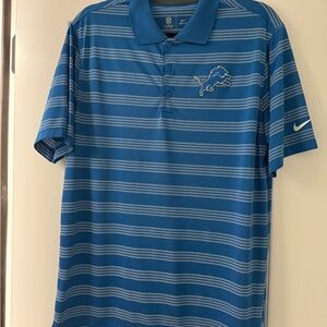 Nike Men's Blue and White Striped Polo Shirt